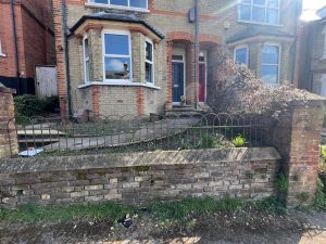 Ollie and Georgina Redhill front garden with new brickwork and paving