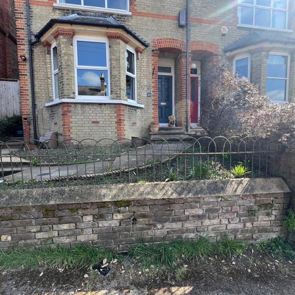 Ollie and Georgina Redhill front garden with new brickwork and paving